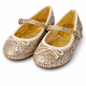 J. Crew Girls' Glitter Mary Jane in Metallic Gold